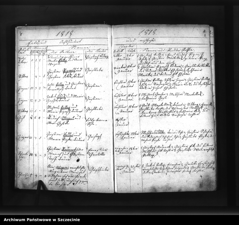 image.from.unit.number "Verzichniss der Geborenen in der Pfarre Schmolsin (Smołdzino, słup.) von ersten Januar Eintausend Achthundert und achtzehn (sic!)."