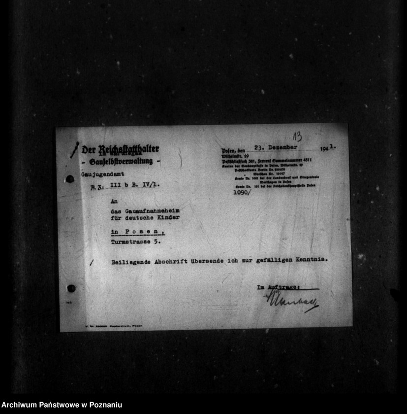 Obraz 17 z jednostki "Schriftwechsel mit Gaujugendamt betreffend ehemalige Heimkinder [Korespondencja w sprawie przyjęcia dzieci oraz ich dalszych losów]."