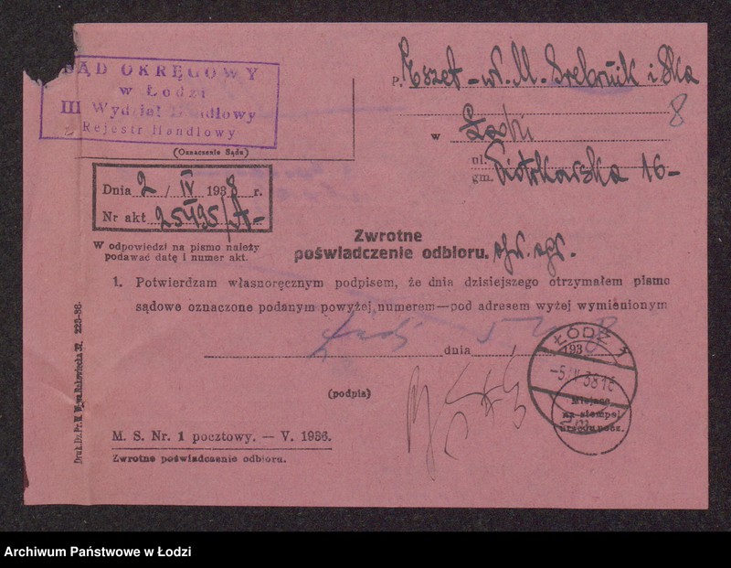 Obraz 10 z jednostki "Eszet- Mojżesz Srebnik, Chaja Zelman- wyrób i sprzedaż towarów włókienniczych"