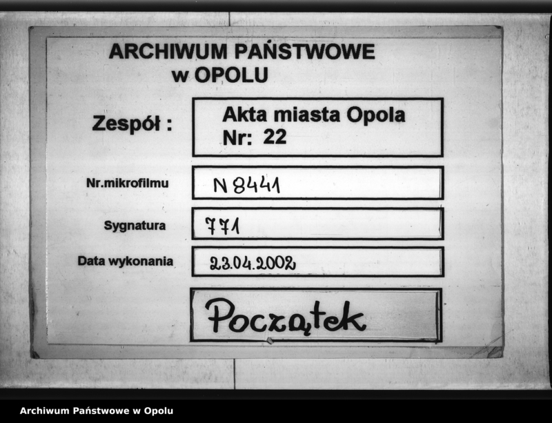 Obraz 1 z jednostki "Acta des Magistrats zu Oppeln betreffend den an das Königliche Ober - Landes - Gericht zu Ratibor erstatteten gutachtlichen Bericht über die Haupt - Ursachen der im Jahre 1835 verübten Verbrechen pp."