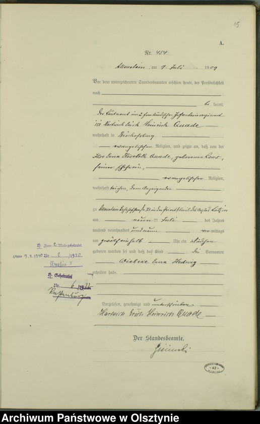 image.from.unit.number "Geburts-Haupt-Register Tom I I, Nr 440-883"