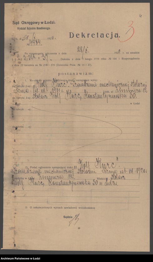 Obraz 6 z jednostki "Wolf Kurc- prowadzenie mechanicznej stolarni"