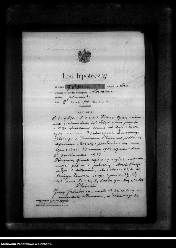 Obraz 5 z jednostki "List hipoteczny na rzecz Zjednoczenia Zawodowego Polskiego"