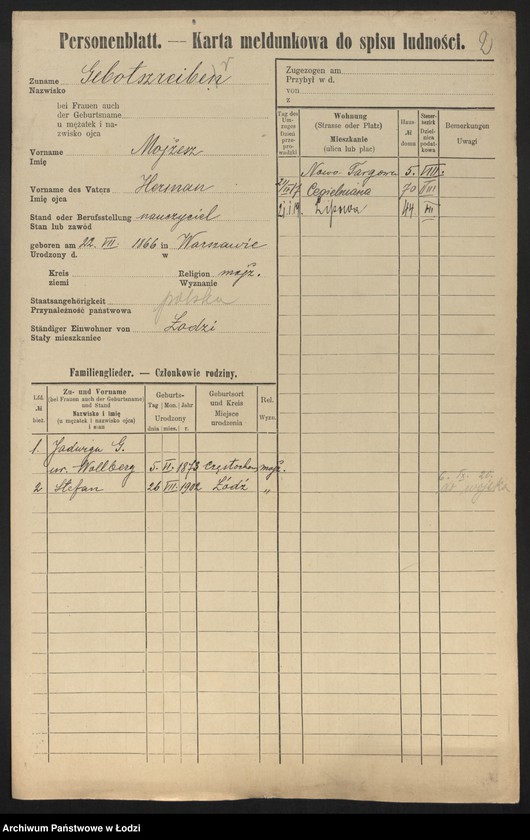 Obraz 4 z jednostki "[Spis ludności Łodzi] Gebora - Gelbart"
