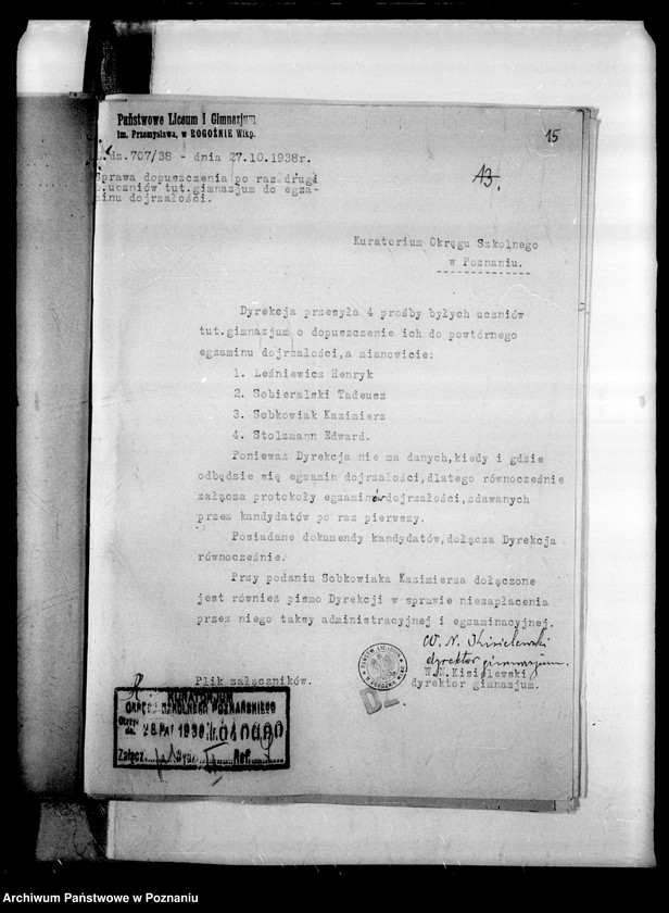 Obraz 18 z jednostki "Podstawowe Liceum i Gimnazjum Koedukacyjne- Rogoźno [spis abiturientów i eksternistów]"