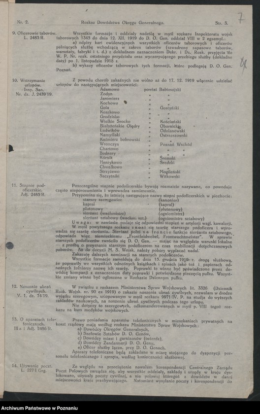 Obraz 9 z jednostki "/Rozkazy Dowództwa Okręgu Generalnego w Poznaniu/, nr 1-6."