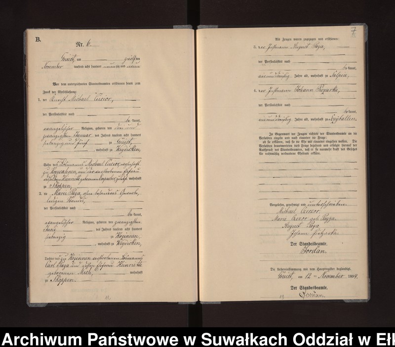 image.from.unit.number "Heiraths-Neben-Register des Königlichen Preussischen Standes-Amtes Gneist Kreis Lötzen"