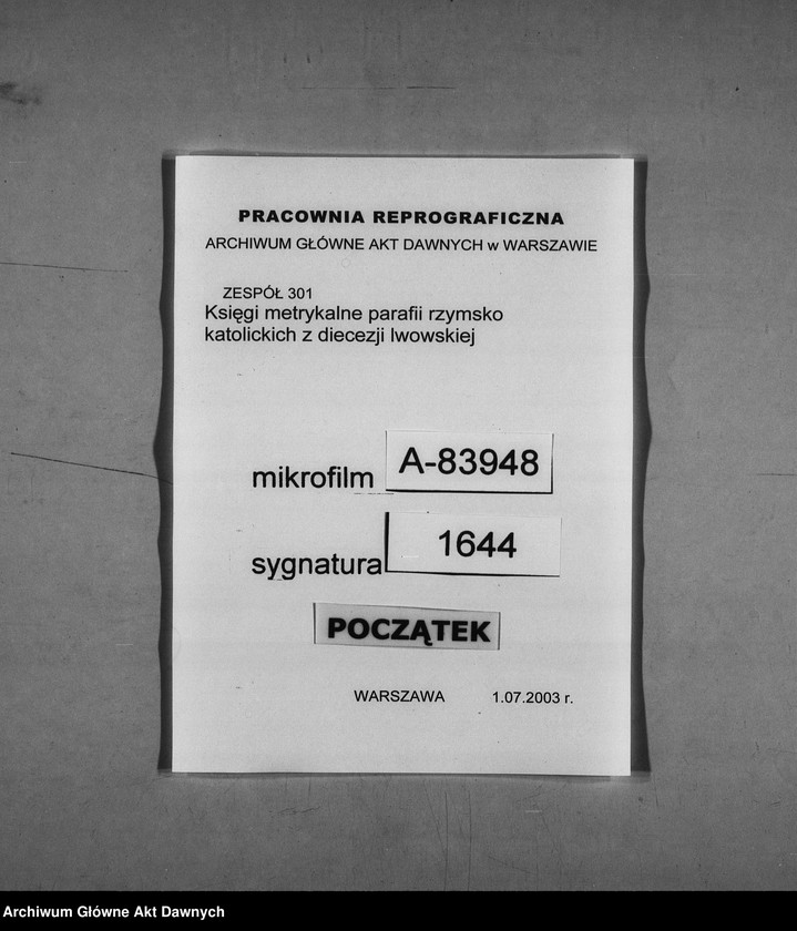 image.from.unit.number "Parafia: Lwów, parafia św. Andrzeja. Dekanat: Lwów. Księga metrykalna urodzeń, ślubów i zgonów dla całej parafii."