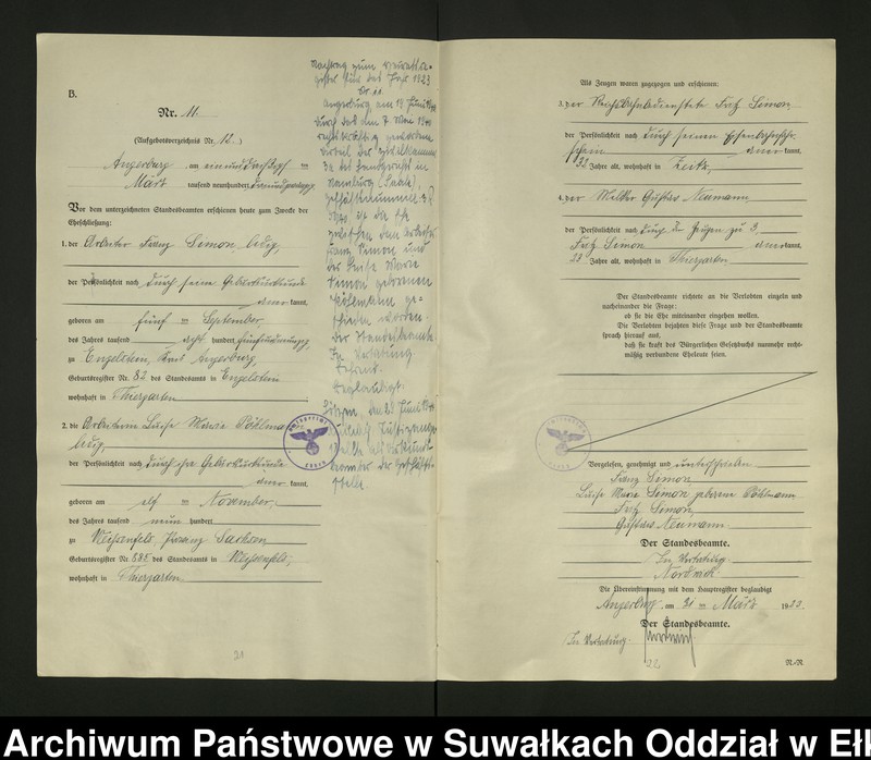 image.from.unit.number "[Heirats - Register (Neben - Register) Standesamt Angerburg einschl. der Bezirke, Gr. Strengeln, Prinowen und Kehlen Kreis Angerburg]"