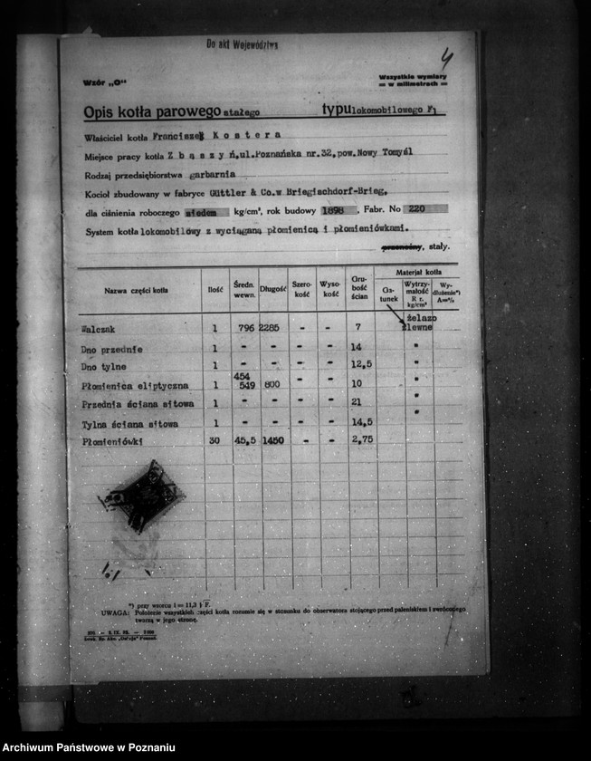Obraz 8 z jednostki "Garbarnia Fr. Kosteszy w Zbąszyniu pow. nowotomyski, nr woj. kotła 2440"