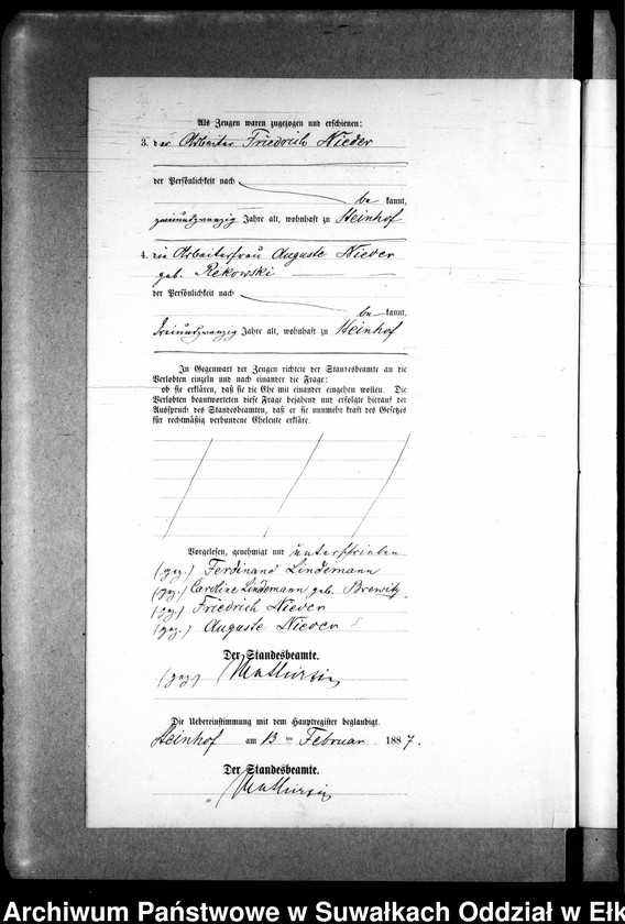 image.from.unit.number "Heiraths-Neben-Register des Preussischen Standes-Amtes Gr. Strengeln Kreis Angerburg"