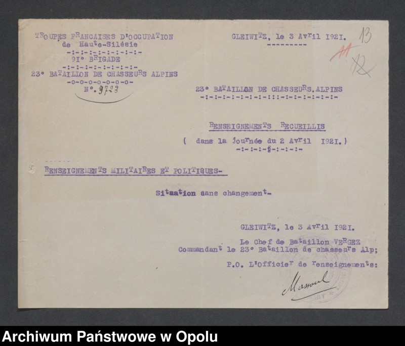 Obraz 17 z jednostki "/Meldunki dzienne o sytuacji w rejonach postoju wojsk - wiadomości ekonomiczne, polityczne i wojskowe, m.in. propaganda komunistyczna/ IV 1921"