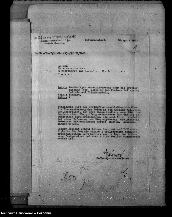 Obraz 7 z jednostki "Vorläufiger Abschlussbericht über die Probeerfassung der Polen im Warthegau"