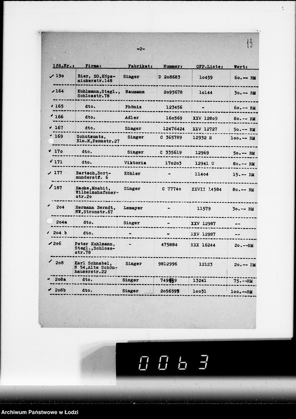 Obraz 17 z jednostki "Nähmaschinen. [Korespondencja w sprawie zakupu, transport i rachunki]"