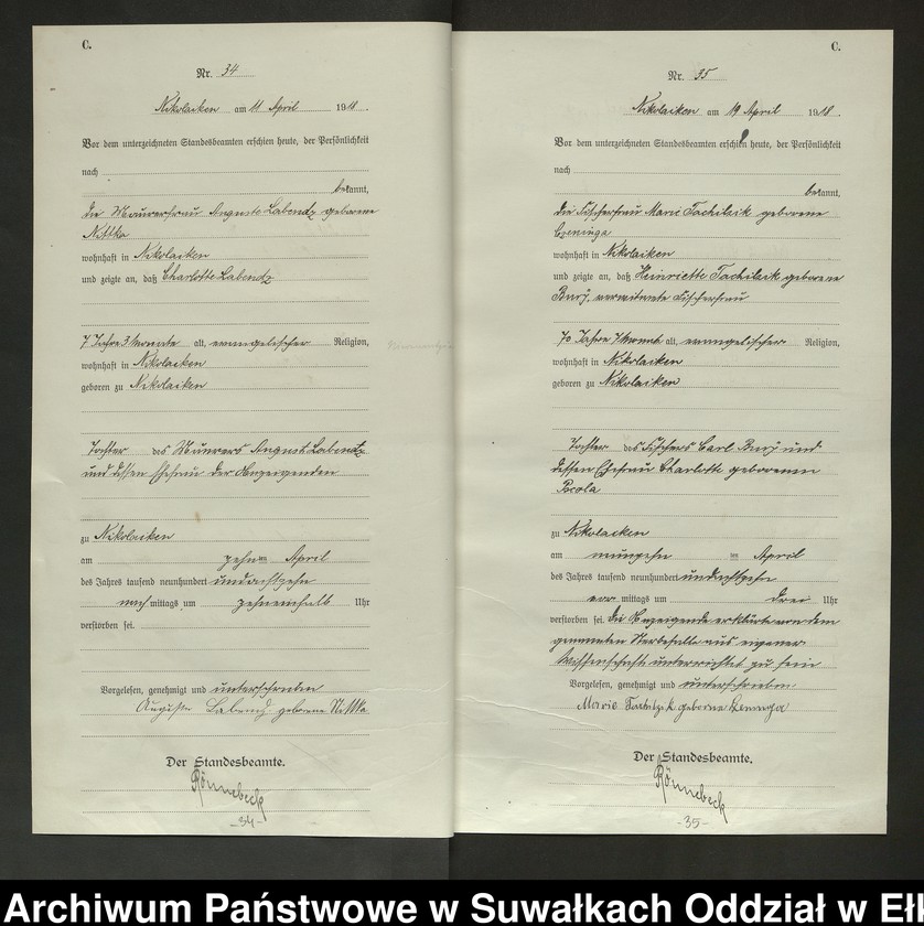 image.from.unit.number "Sterbe=Haupt=Register des Königlichen Preussischen Standes-Amtes Nikolaiken Kreis Sensburg"