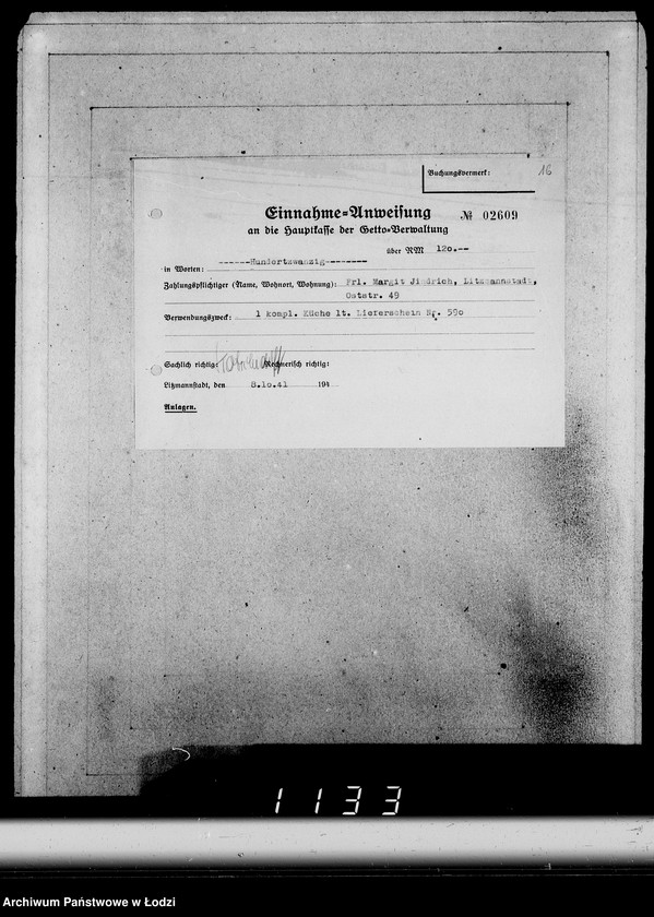 Obraz 20 z jednostki "Konto 00, Komm.221-240. [Rachunki i potwierdzenia odbioru mebli biurowych, kuchennych]"