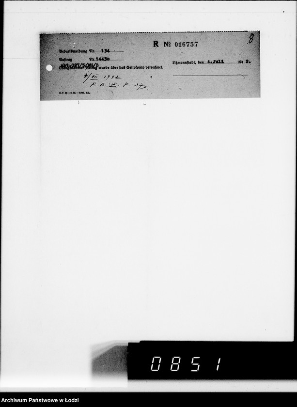 Obraz 12 z jednostki "Aufträge [Lieferscheinen und Rechnungen] 14370-14430 [Dostawy artykułów pierwszej potrzeby do Getta]"