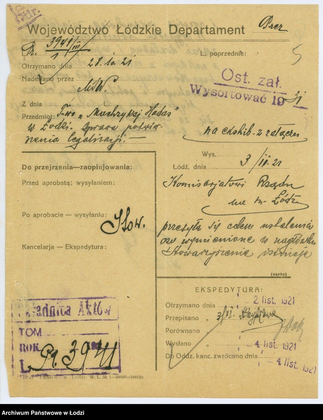 Obraz 8 z jednostki "Łódzkie T-wo Opieki nad biednymi żydami "Machzykaj Hadas" w Łodzi"