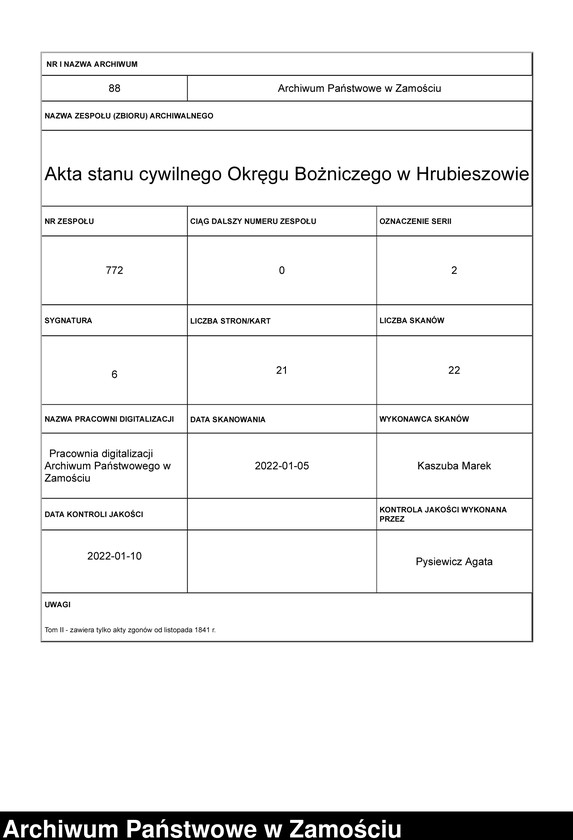 Obraz 1 z jednostki "Księga urodzeń, małżeństw i zgonów t.2"