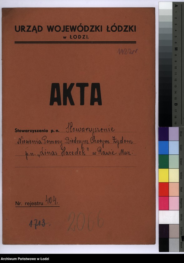 Obraz 2 z jednostki "Stowarzyszenie Niesienia Pomocy Biednym Chorym Żydom p.n. "Linas Hacedek" w Rawie Maz."