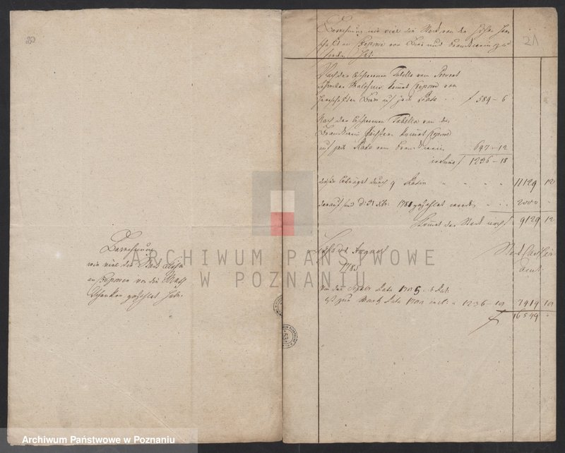 Obraz 16 z jednostki "Berechnung wieveil die Stadt Lissa an Czopowe vor das herrschaftliche Bier und Branntwein gezahlt hat; język niemiecki"