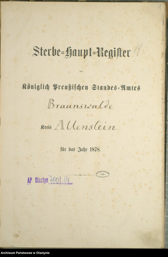 Obraz 3 z jednostki "Sterbe-Haupt-Register Nr 1 - 69"