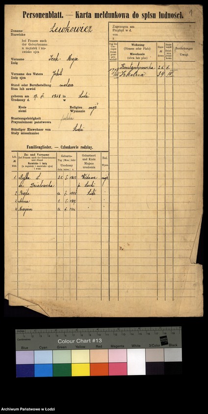 Obraz 3 z jednostki "[Spis ludności Łodzi] Lewkowicz"