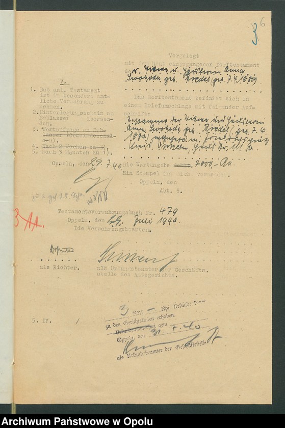 Obraz 10 z jednostki "Verfügung von Todes wegen der Anna Swoboda geb[oren] Bredel aus Friedrichsgrätz gestorben am 28.07.1940 zuletzt wohnhaft in Friedrichsgrätz."