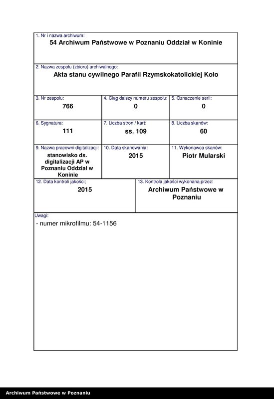 Obraz 1 z jednostki "Duplikat księgi urodzeń, małżeństw i zgonu"