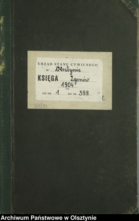 image.from.unit.number "Sterbe-Haupt-Register Tom I, Nr 1 - 398"