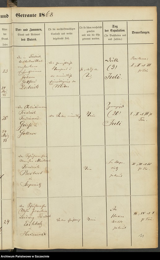 image.from.unit.number "Register der in der Stadt Gollnow Aufgebotenen und Getrauten."