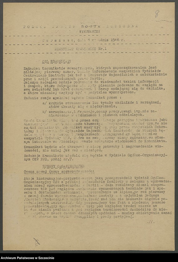 image.from.unit.number "Komunikaty wewnętrzne Centralnego Komitetu Wykonawczego PPS (1.09.-10.11.1948 )"