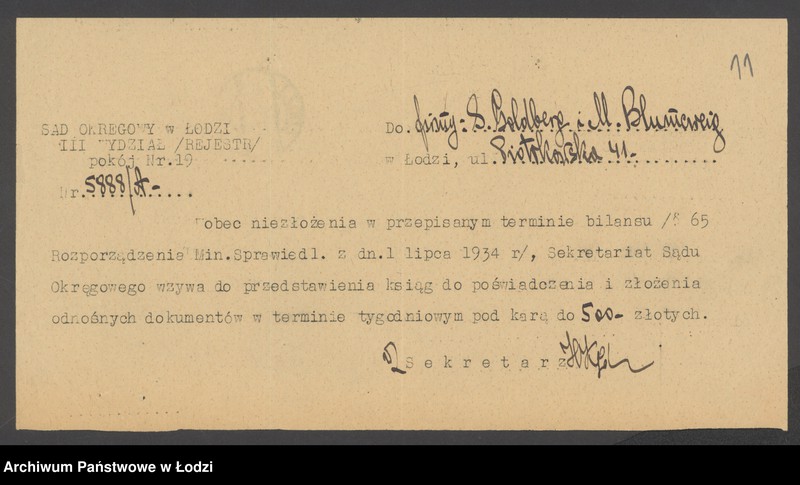 Obraz 13 z jednostki "Sz. Goldberg i M. Blumzweig – handel artykułami spożywczymi"