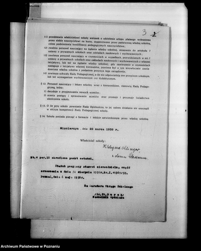 Obraz 7 z jednostki "Prywatna Szkoła Powszechna z niemieckim językiem nauczania w Mięcierzynie powiat Żnin"