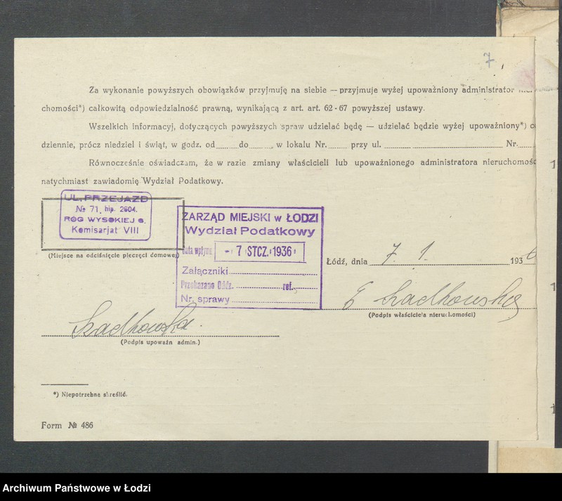 image.from.unit.number "Księga inwentarzowa nieruchomości m. Łodzi ul. Wysoka"