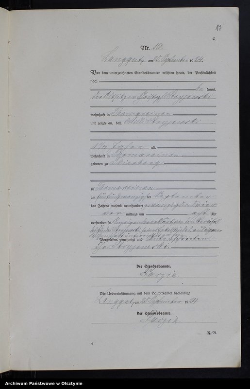 Obraz 19 z jednostki "Sterbe-Neben-Register Nr 1 - 22"