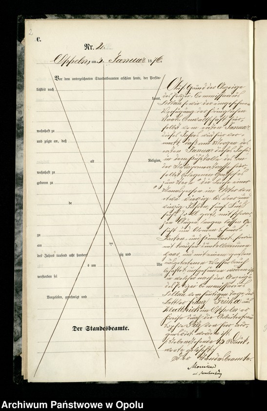 Obraz 5 z jednostki "Urząd Stanu Cywilnego w Opolu 1876 Rejestr zgonów Księga Miejscowa Nr 1 do 423"
