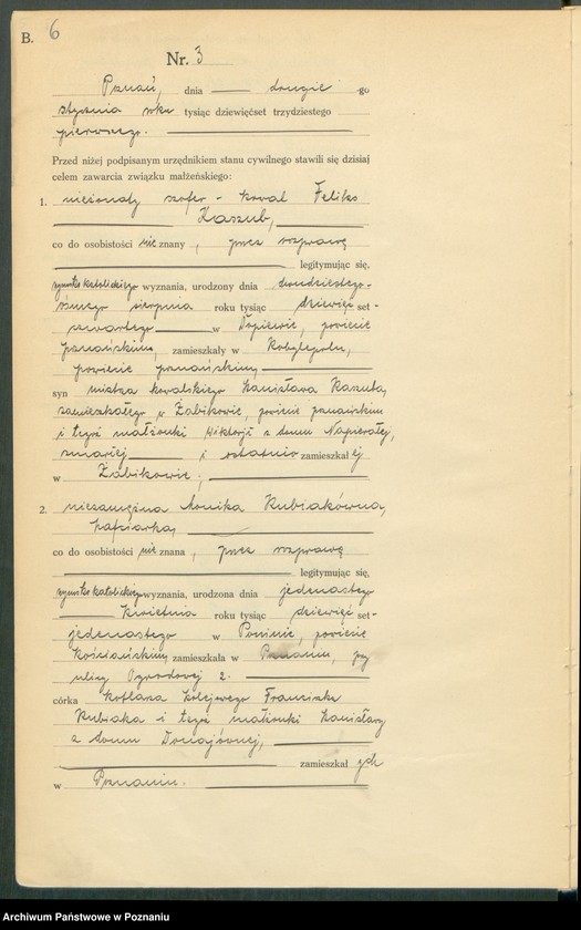 Obraz 7 z jednostki "Księga miejscowa małżeństw tom I [Rejestr główny małżeństw]"