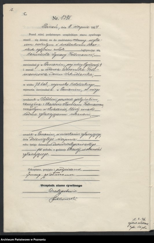 Obraz 14 z jednostki "Księga miejscowa zgonów tom III [Rejestr główny zgonów]"