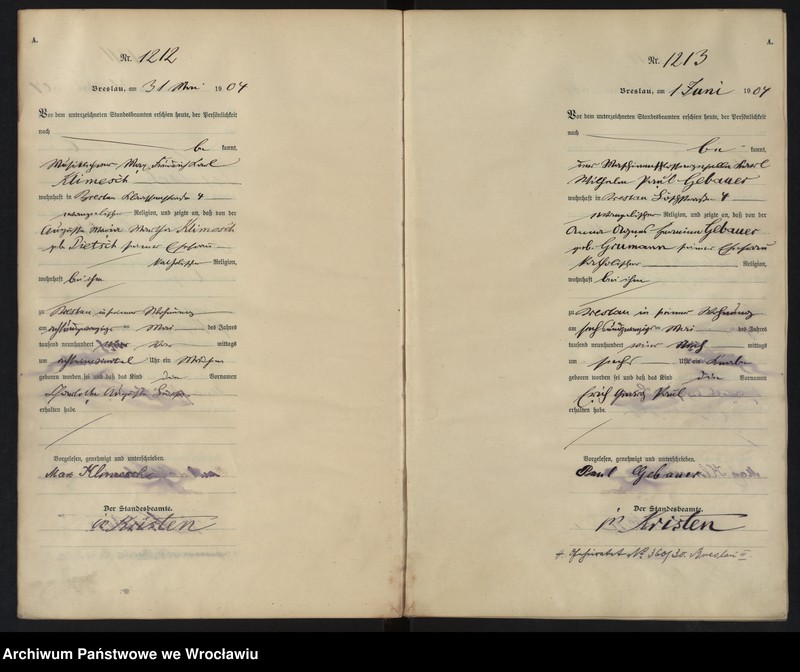 image.from.unit.number "Geburts-Haupt-Register Breslau II 1904 Band 4"