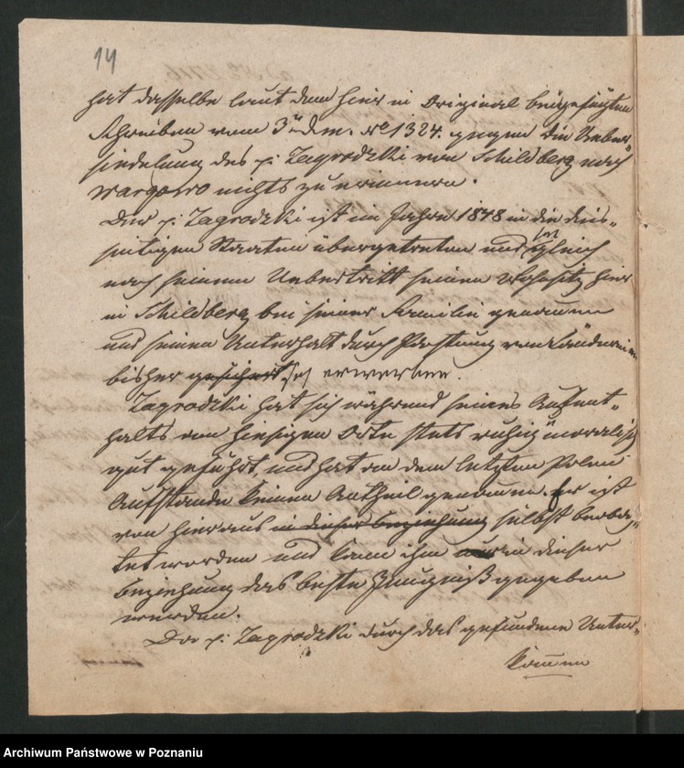 Obraz 18 z jednostki "A. betr. die polizeiliche Beaufsichtigung des polnischen Überläufers Paul /Wladislaus/ Zagrodzki zu Schildberg jetzt Godziętowo"