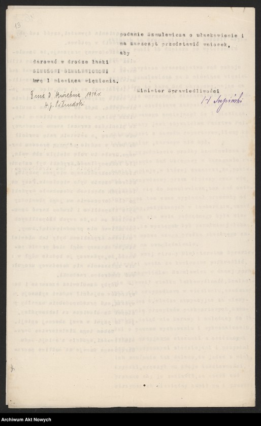 image.from.unit.number "Ułaskawienia z b. Kongresówki - uwzględnione, dotyczące: zabójstw, dzieciobójstwa, uszkodzeń ciała, znieważenia, rozboju, lichwy, krzywoprzysięstwa, kradzieży w latach 1916 - 1917 z pociągów prowiantowych zdążających na front wschodni, nielegalnego posiadania broni i gorzelnictwa."