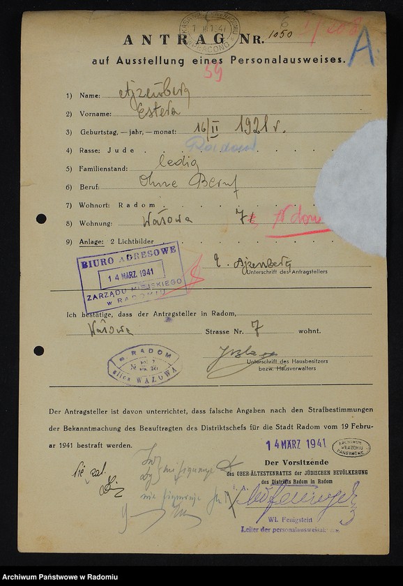 image.from.unit.number "[Wnioski o wydanie dowodów osobistych oraz nie odebrane dowody Ajzenberg Dewora - Ajzenman Szamszon]"