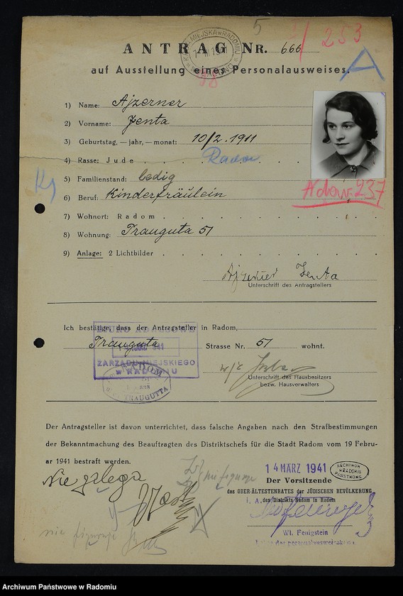 image.from.unit.number "[Wnioski o wydanie dowodów osobistych oraz nie odebrane dowody Ajzenman Złata - Akierman Gerszon]"