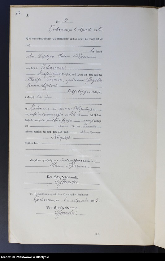 Obraz 12 z jednostki "Geburts-Neben-Register Nr 1 - 26"