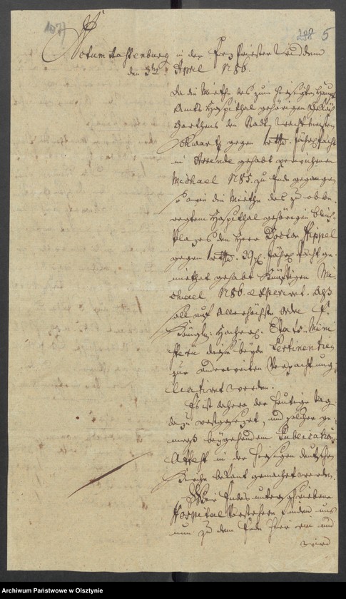 image.from.unit.number "Die Vermiethung des dem Rastenburschen Amts Hospital zugehörigen Bleickplatzes auch des Geköch=Gartens"