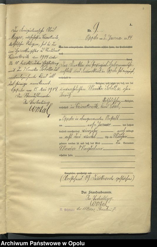 image.from.unit.number "Urząd Stanu Cywilnego Opole Księga Urodzeń Rok 1914 1-519"