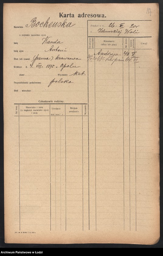 Obraz 19 z jednostki "[Spis ludności Łodzi] Bochenkiewicz - Bogdanow"