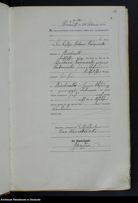 Obraz 16 z jednostki "Geburts-Haupt-Register Nr 1 -85, 1-77, 1-92, 1-76"