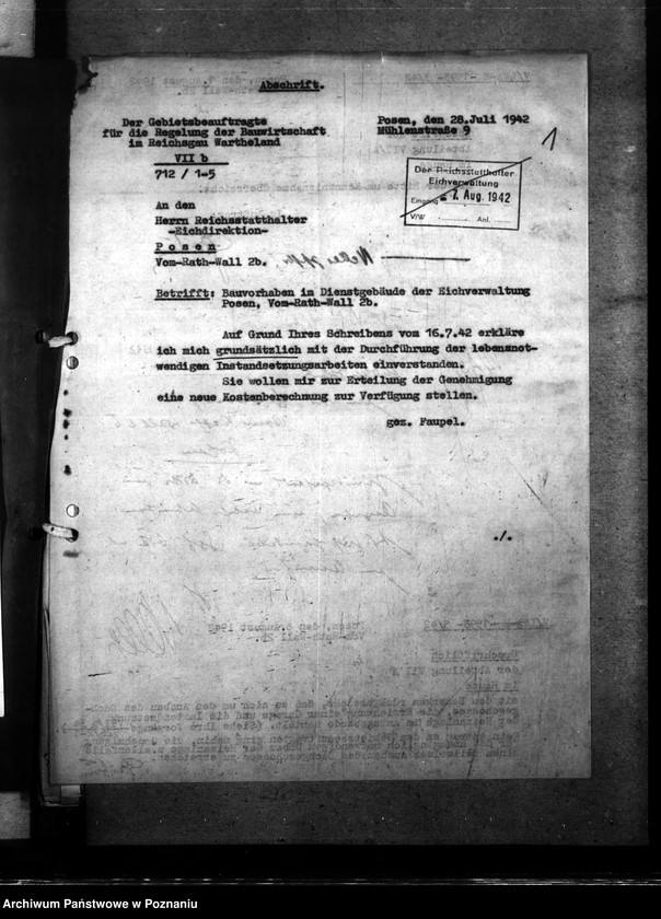 Obraz 5 z jednostki "Bauliche Massnahmen im Gebäude der Eichverwaltung in Posen"